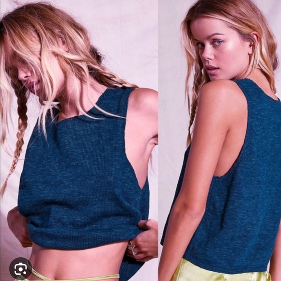 Free People Nina Sweater Tank Blue/Green XS NWT - Picture 1 of 2